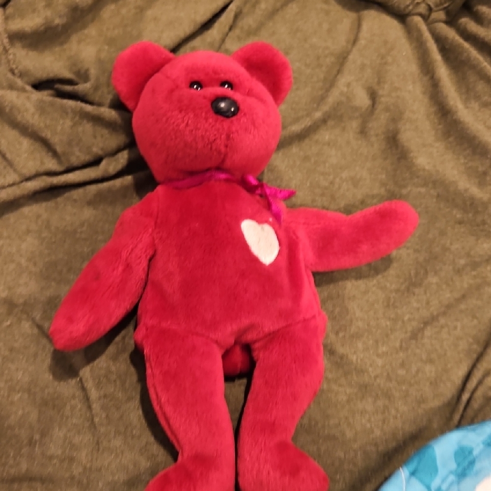 Ty Red Stuffed Bear with Heart